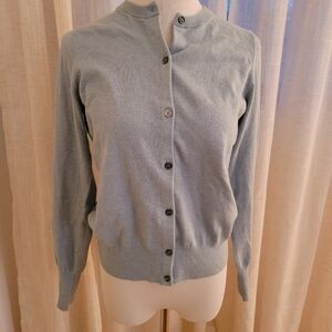 Ann Mashburn Rosie Cardigan Pale Light Blue Turquoise Knit Cardigan Size S